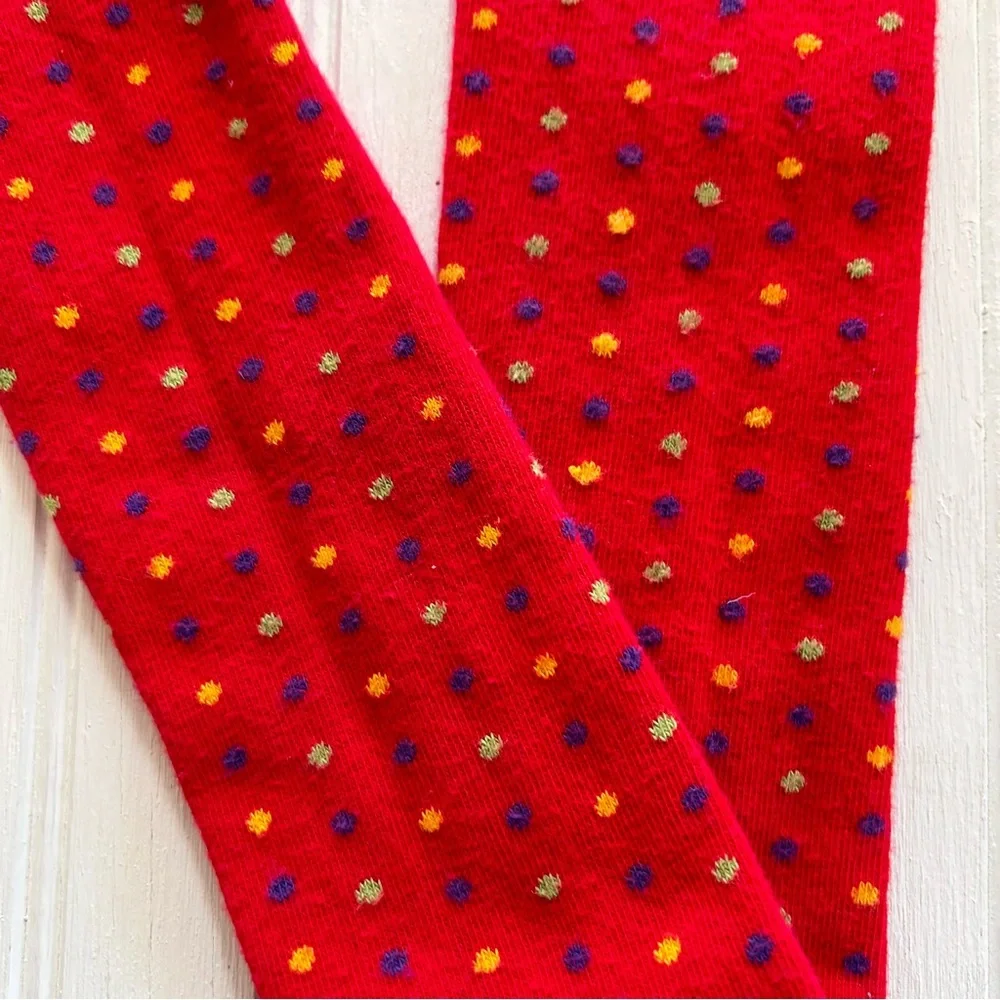 Hanna Andersson ~Girl’s Red Polka Dot Denmark Cotton Blend Footed Tights 150/160